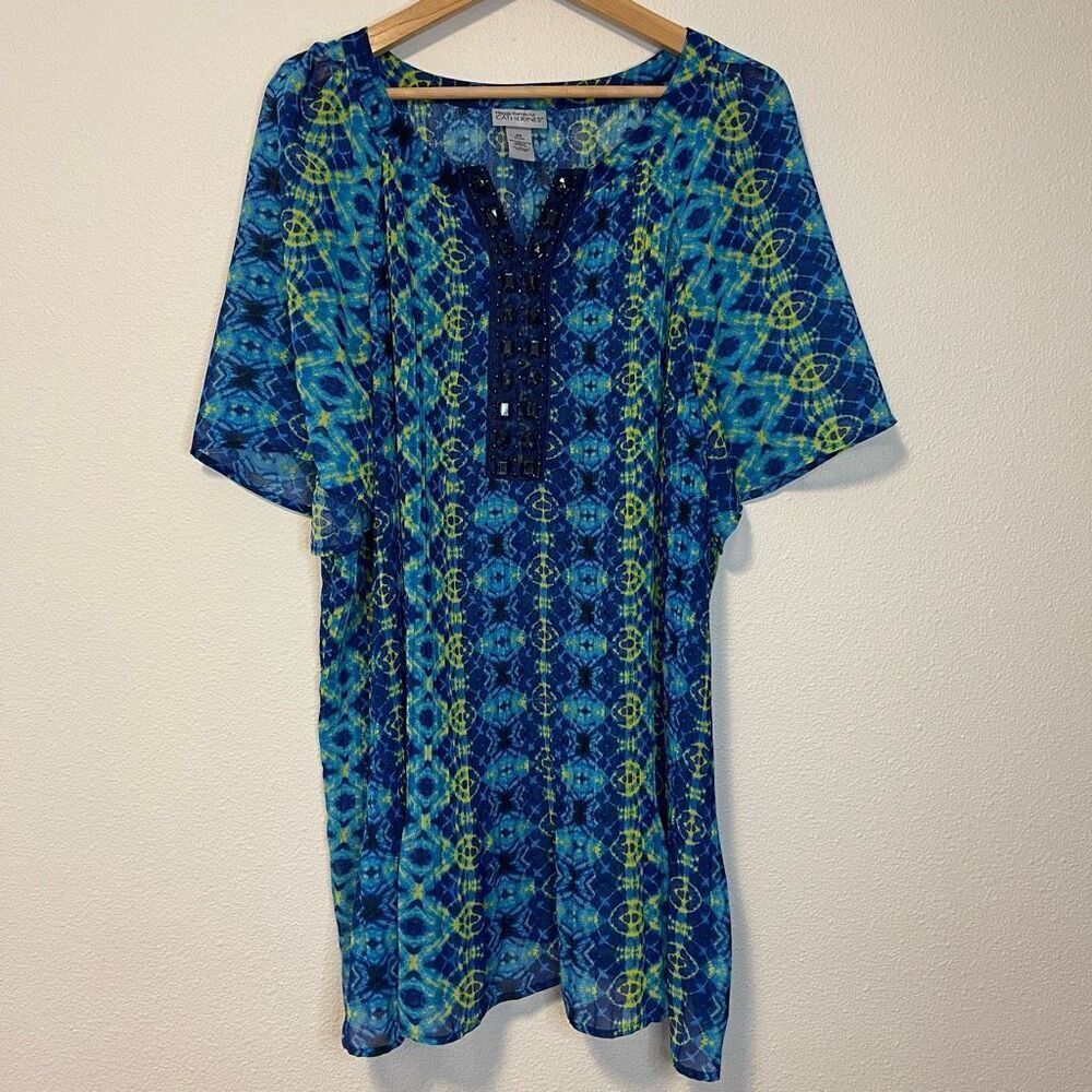 Catherine’s Beaded Chiffon 3/4 Sleeve Blouse Size 4X